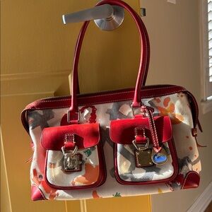 Dooney & Bourke beautiful Red and Multicolor Satchel like new